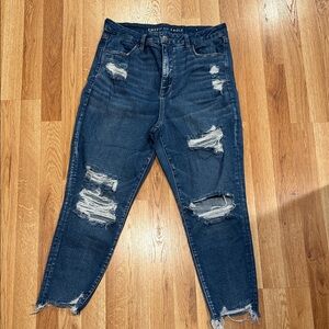 American Eagle Outfitters Women's Ripped Dark Blue Jeans